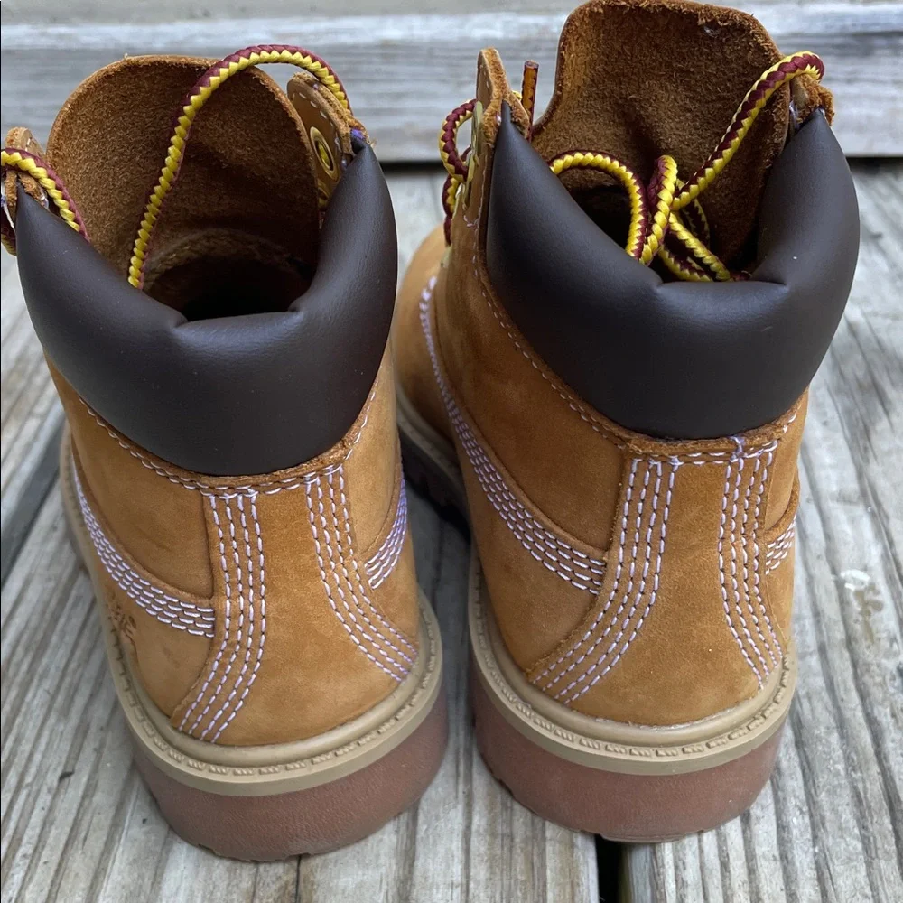 Timberland Premium 6-Inch Waterproof Wheat Nubuck Boots Kids Size 9